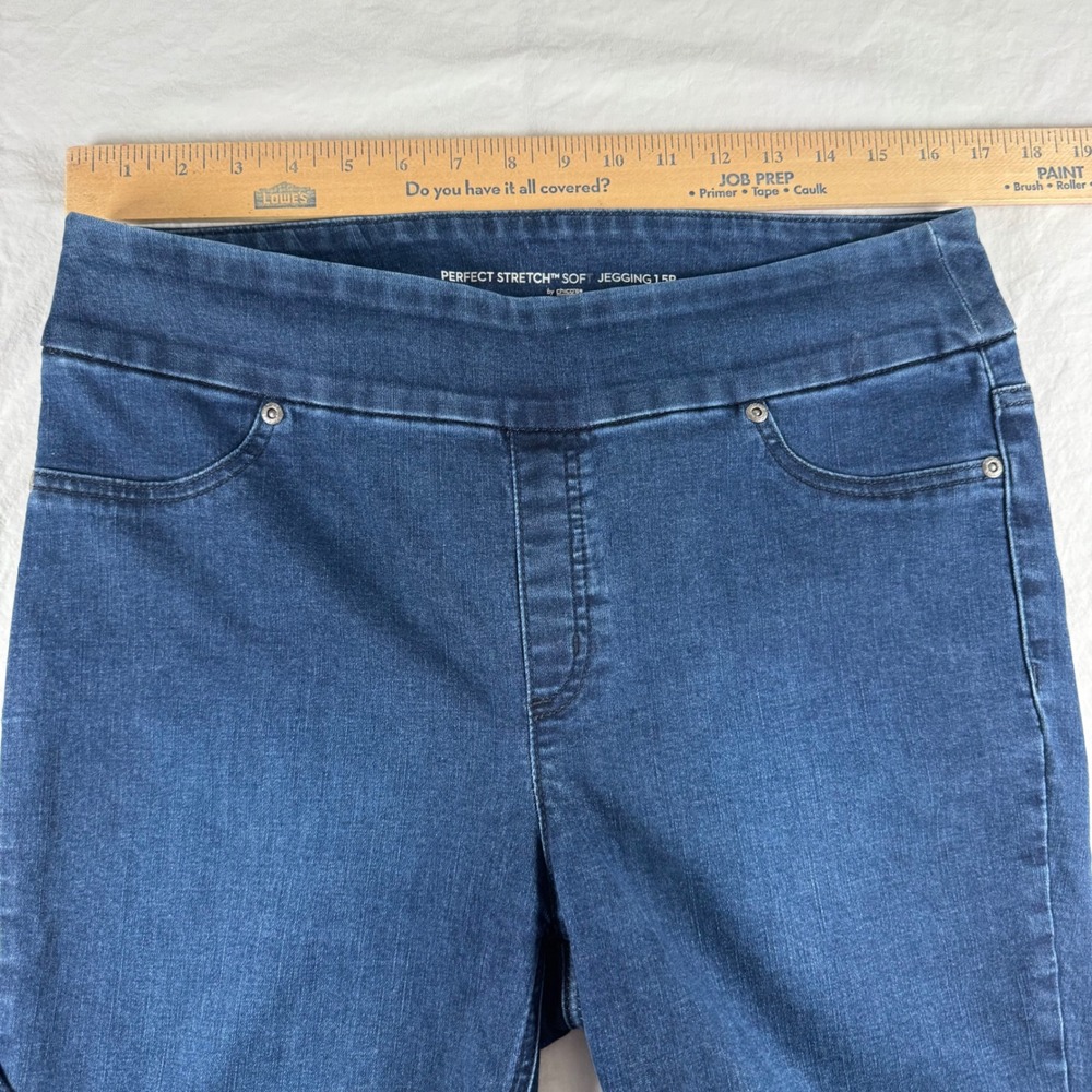 Chico's Perfect Stretch Women's Size 1.5R M/10 Dark Wash Soft Pull On Jeggings - Picture 4 of 10